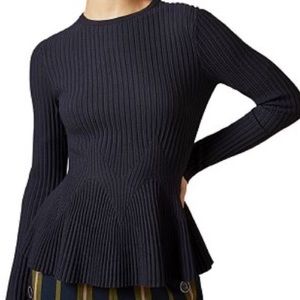 Ted Baker Navy Blue Stitch Peplum Sweater